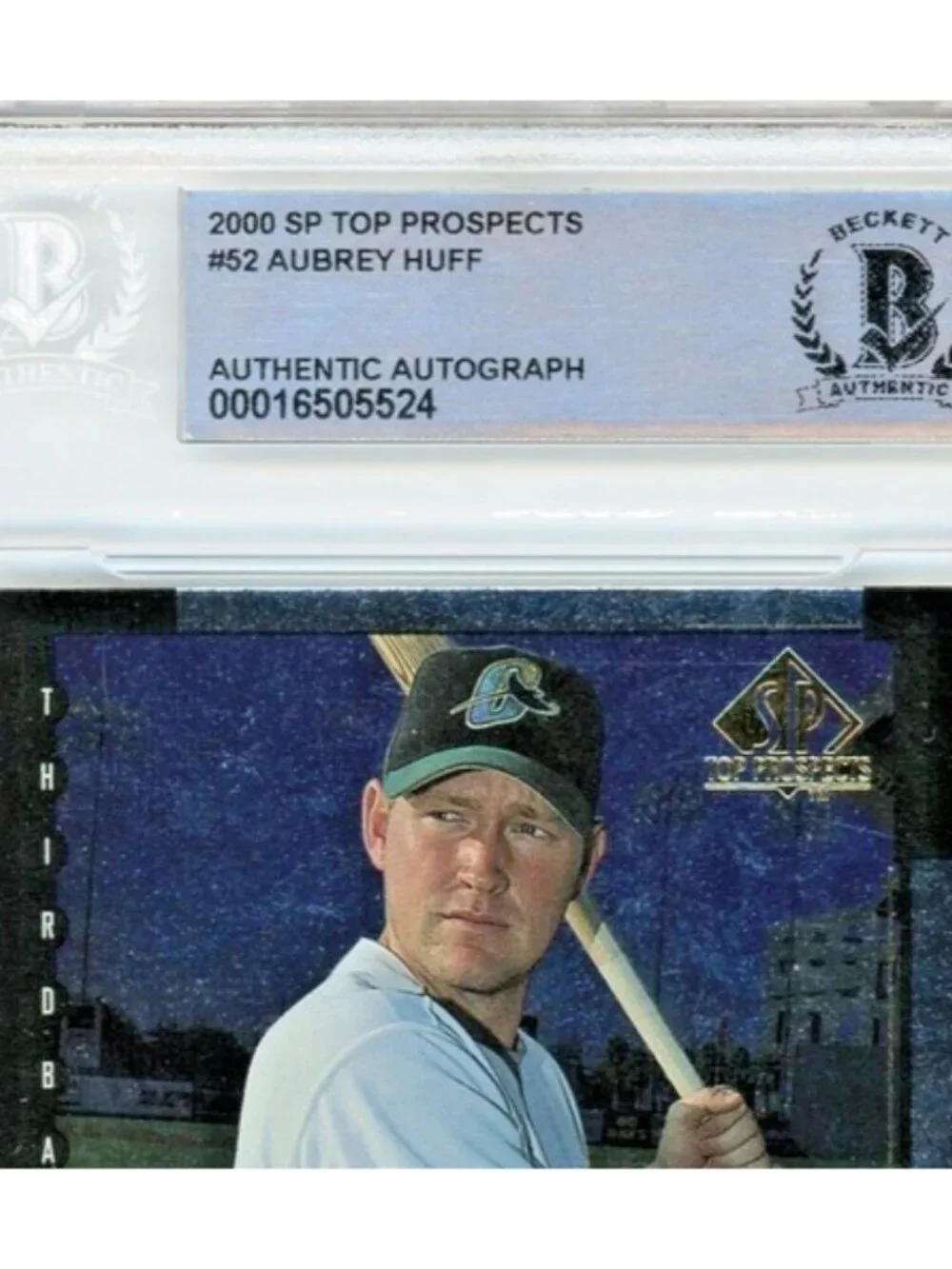 Aubrey Huff Signed 2000 Upper Deck SP Top Prospects #52 Card Beckett BAS Slabbed